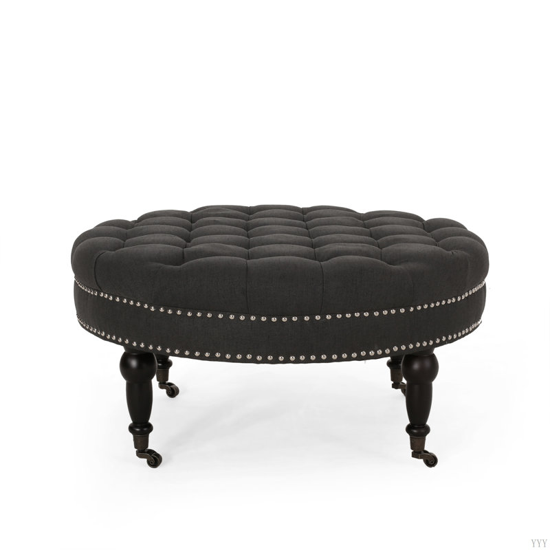 OTTOMAN AVEC ROULETTES, Gris foncé