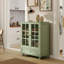 Armoire de minimalisme avec portes doubles en verre et tiroir, armoire de rangement moderne en bois pour le salon, le vestibule, le couloir d'entrée-1152381182