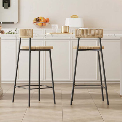 Hand Woven Bar Stools with Back