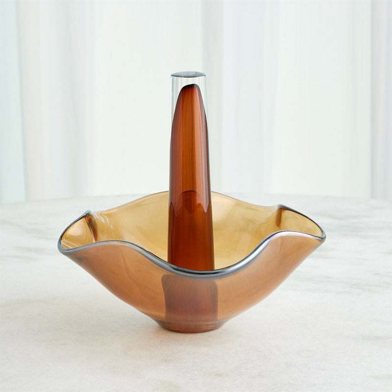 Andromeda Vase-Dark Amber-Lg, 12" H x 12.5" W x 12.5" D