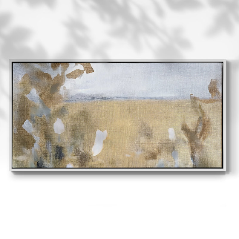Botanical Series-CECXCI- Toile tendue avec châssis tendue, prête à être accrochée, H 25 po x l 49 po, Blanc