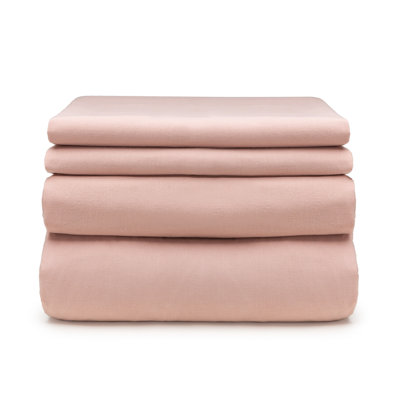 Solid Brushed 100% Cotton Blush Sheet Set .