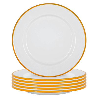 Argon Tableware - White Enamel Dinner Plates - 25.5cm - Set of 6