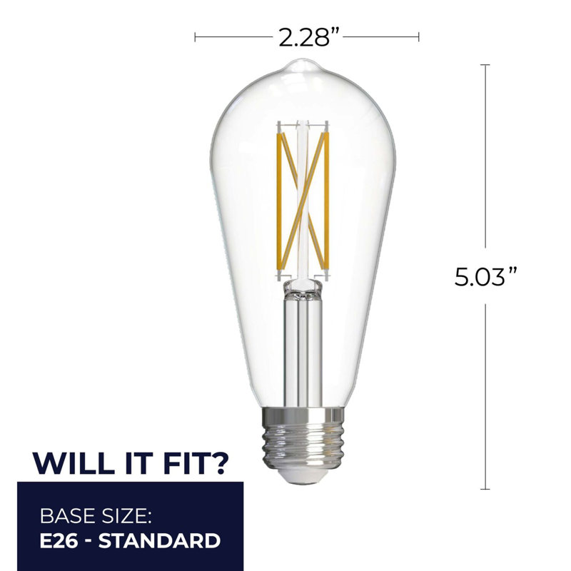 7 Watt (60 Watt Equivalent), ST18 LED, Dimmable Light Bulb, Cool White E26/Medium (Standard) Base. , 8-Pack, 4000 Kelvins