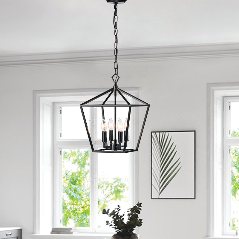 Luminaire suspendu géométrique à 4 lumières Aspen, H 57,5 po x l 12 po x P 12 po, Noir