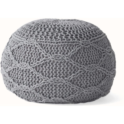 MALIBU KNITTED WOOL 20 X 20 ROUND POUF,Ottoman