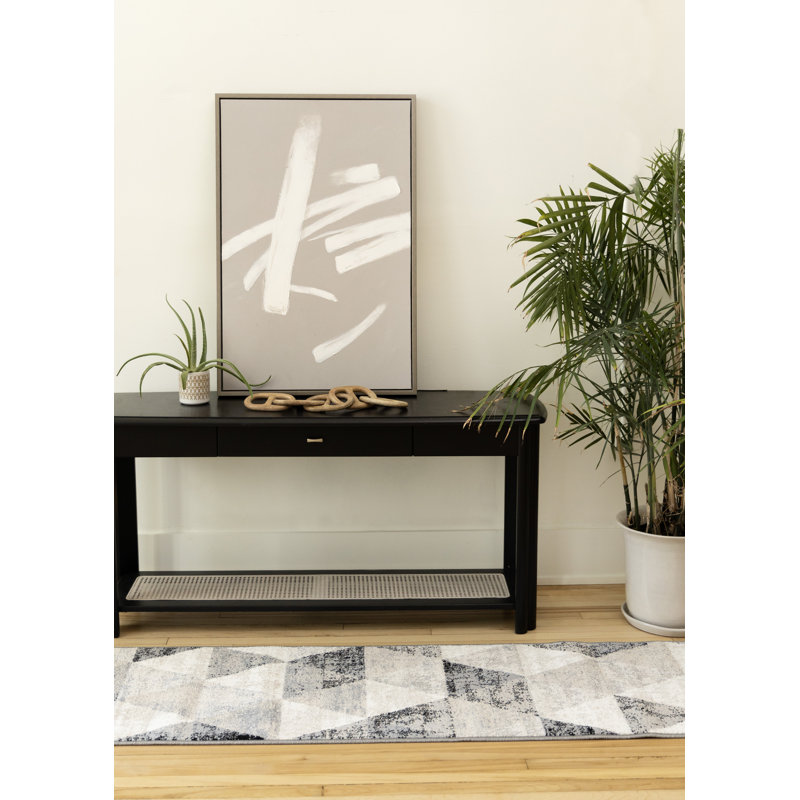 Tapis intérieur crème / brun / noir Asimina, Tapis de couloir : 2 pi x 7 pi 7 po
