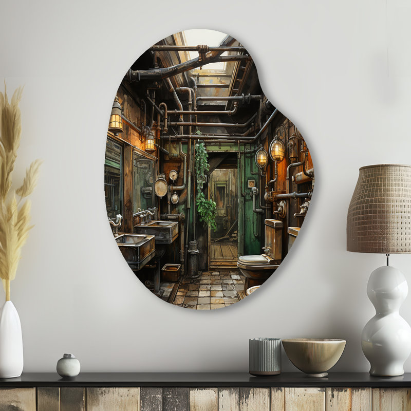 Art mural en métal asymétrique de toilette, H 38 po x l 28 po