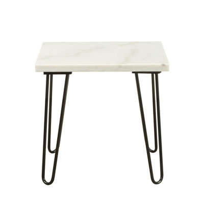 Table de bout en marbre blanc sur base noire