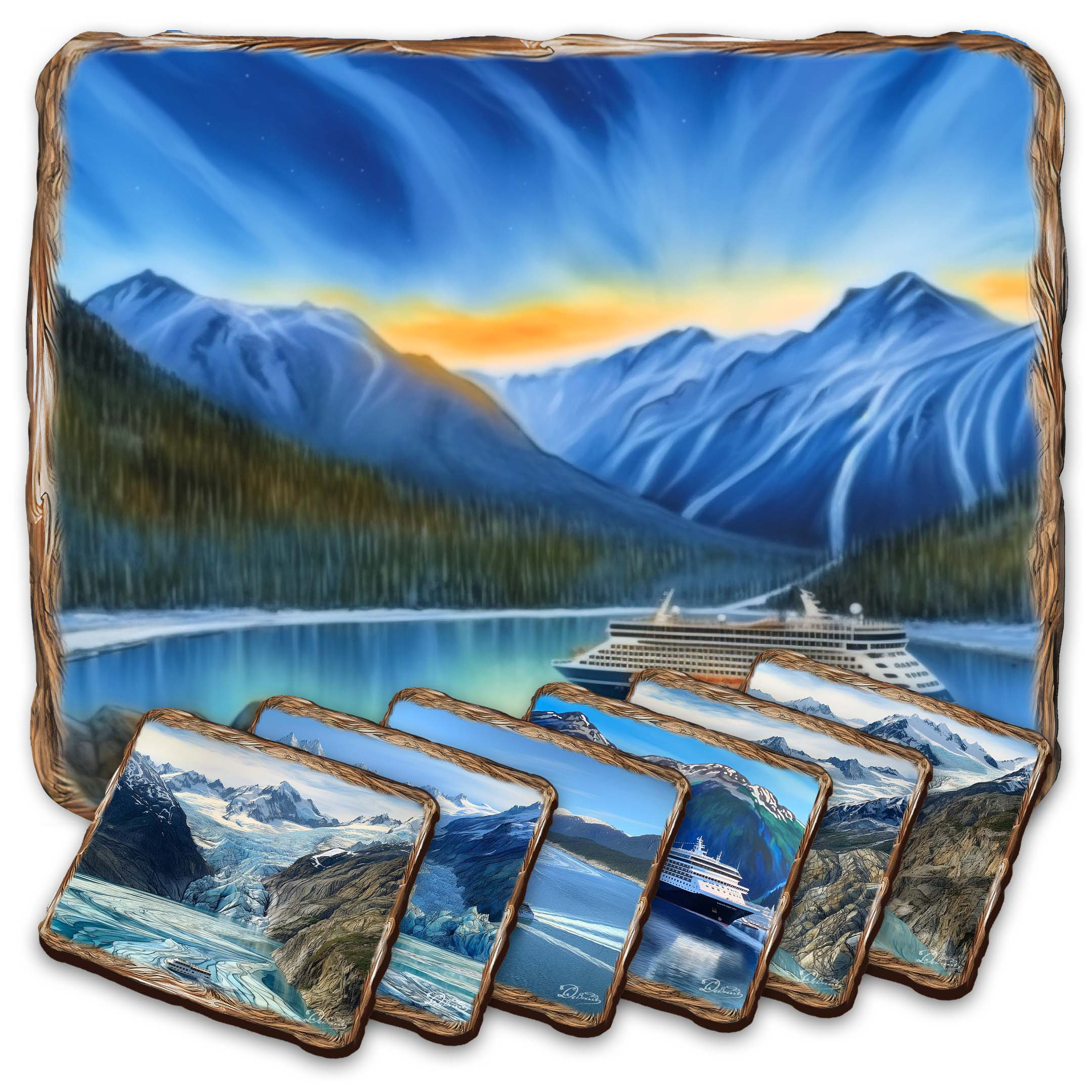 Loon Peak® Cruise Ship Wooden Cork Placemat and Coasters Gift Set Wayfair