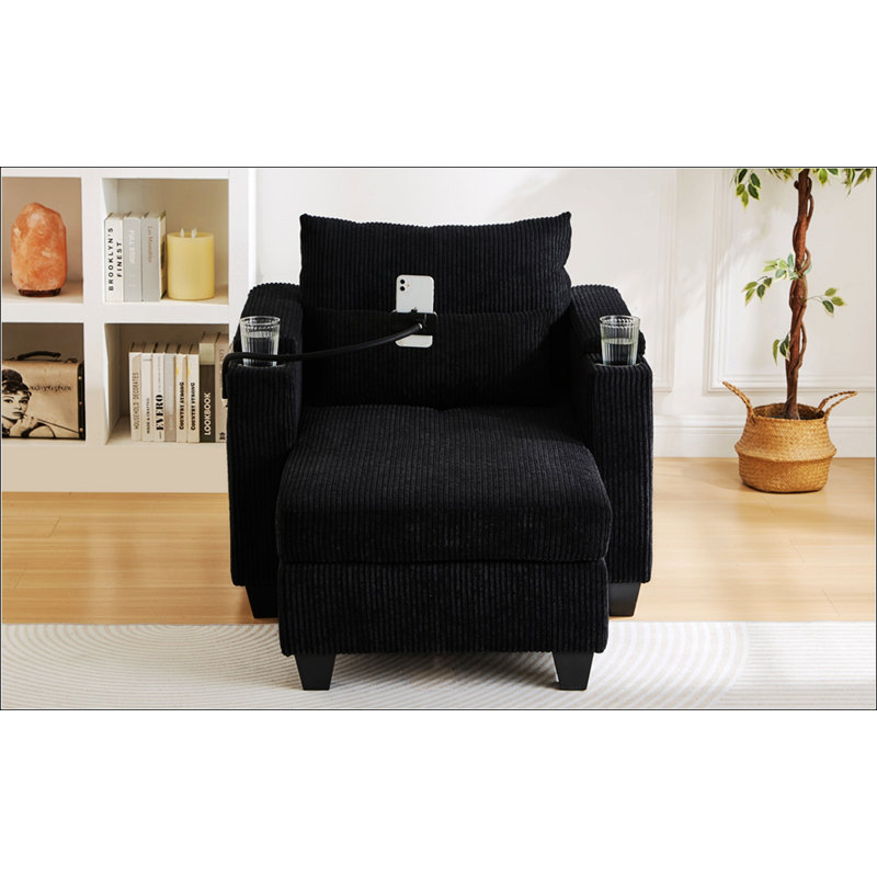 Canapé-lit 37,4 po avec ports USB, Noir