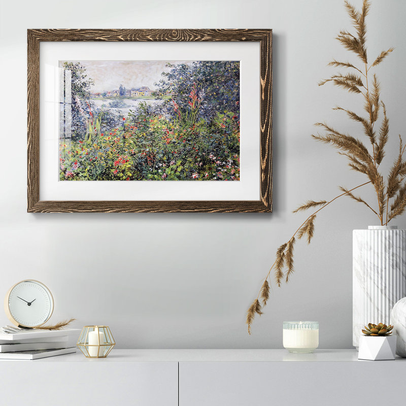 Fleurs à Vetheuil, 1881 - Peinture d'un seul cadre, Noyer, H 22 po x l 32 po x P 1,5 po
