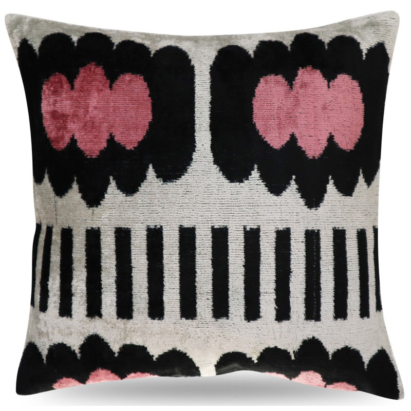  Housse de coussin et insert, Blanc / noir, 16 po x 16 po, Carré