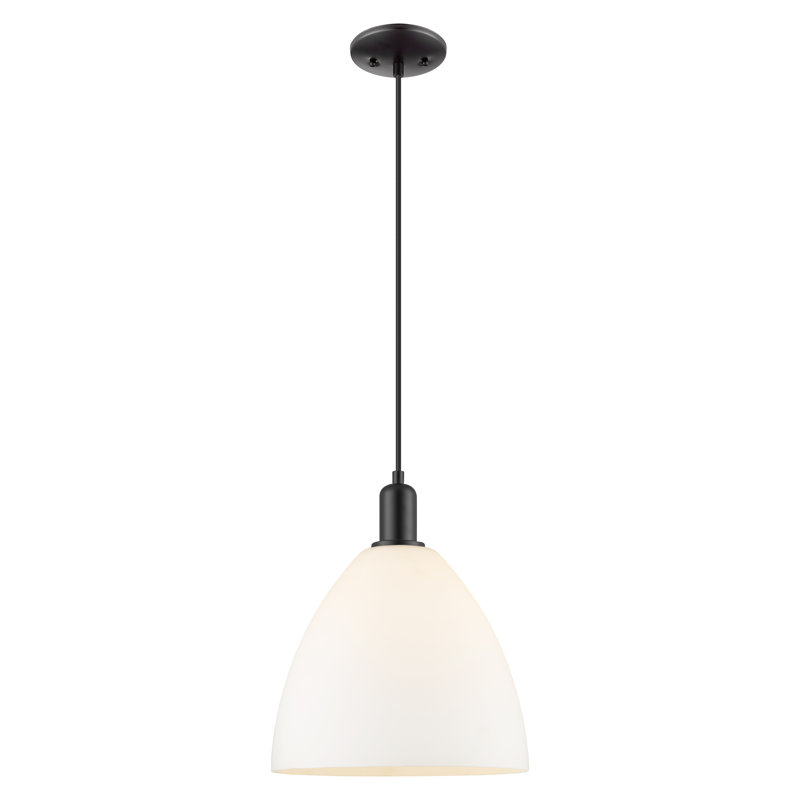 Mini-luminaire suspendu 1 lumière Arcadia - Bristol, H 10 po x l 12 po x P 12 po, Blanc mat, Noir mat