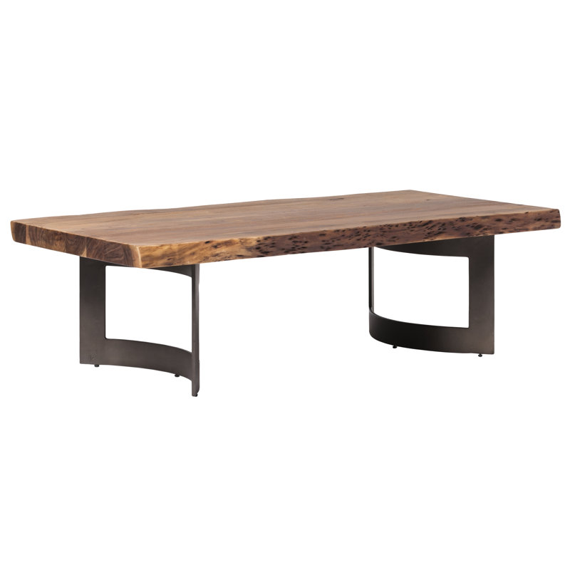 Table basse en bois massif Burnell, Brun pâle