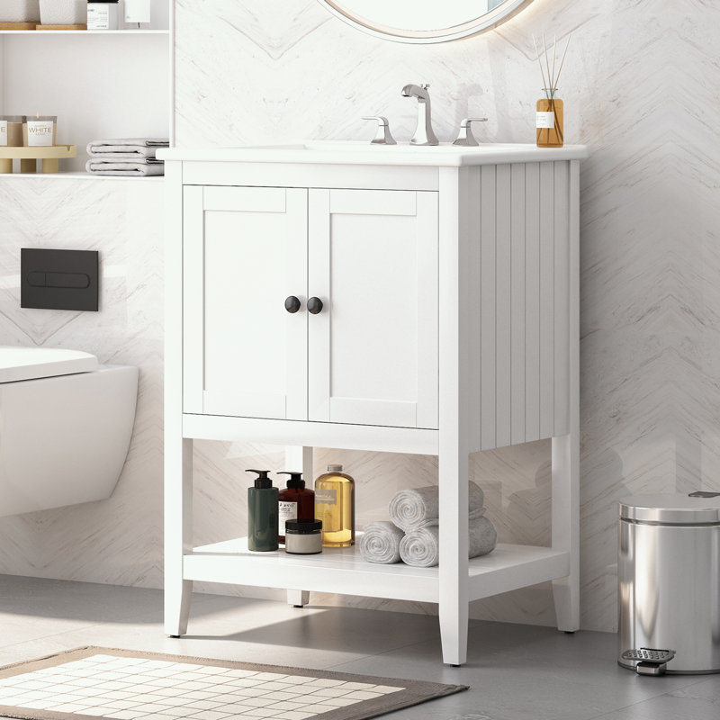 Meuble-lavabo moderne avec tablette ouverte