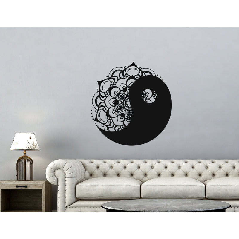 Adhésif décoratif mandala bohémien, H 20 po x l 22 po, Noir
