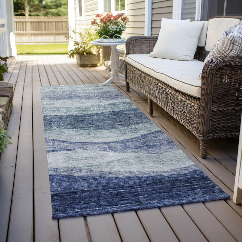 Tapis bleu intérieur / extérieur lavable à la machine Chantille ACN1141, Tapis de couloir 2 pi 3 po x 7 pi 6 po