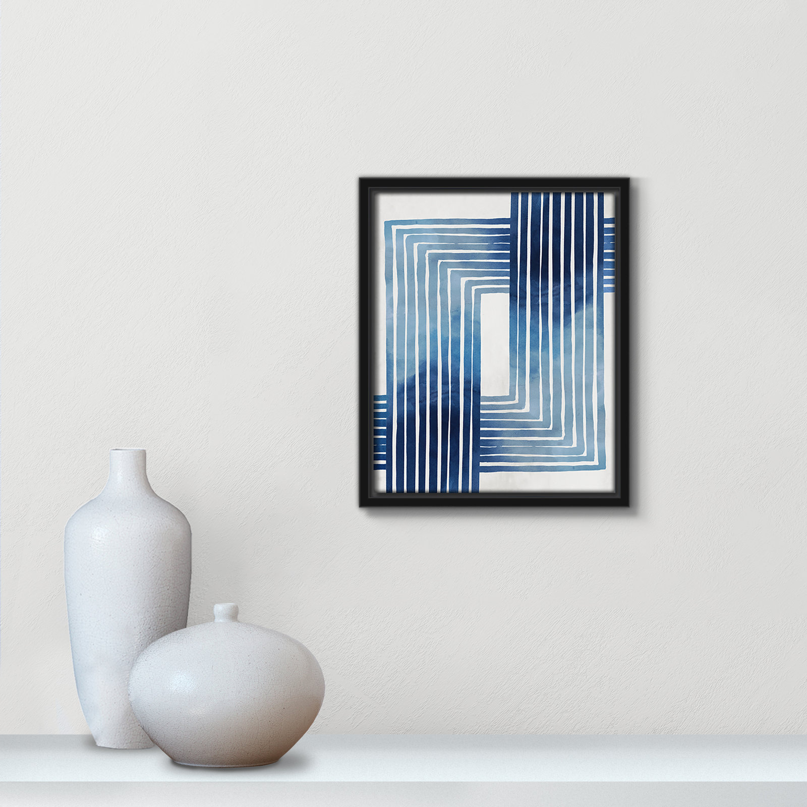 Lanny "In Unison" Painting by Eva Watts, 11.5" H x 9.5" W x 2" D, Black Framed Canvas