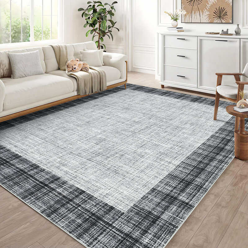 Grand tapis de ferme moderne à carreaux antidérapants lavables antidérapants, Rectangle 10 pi x 13 pi