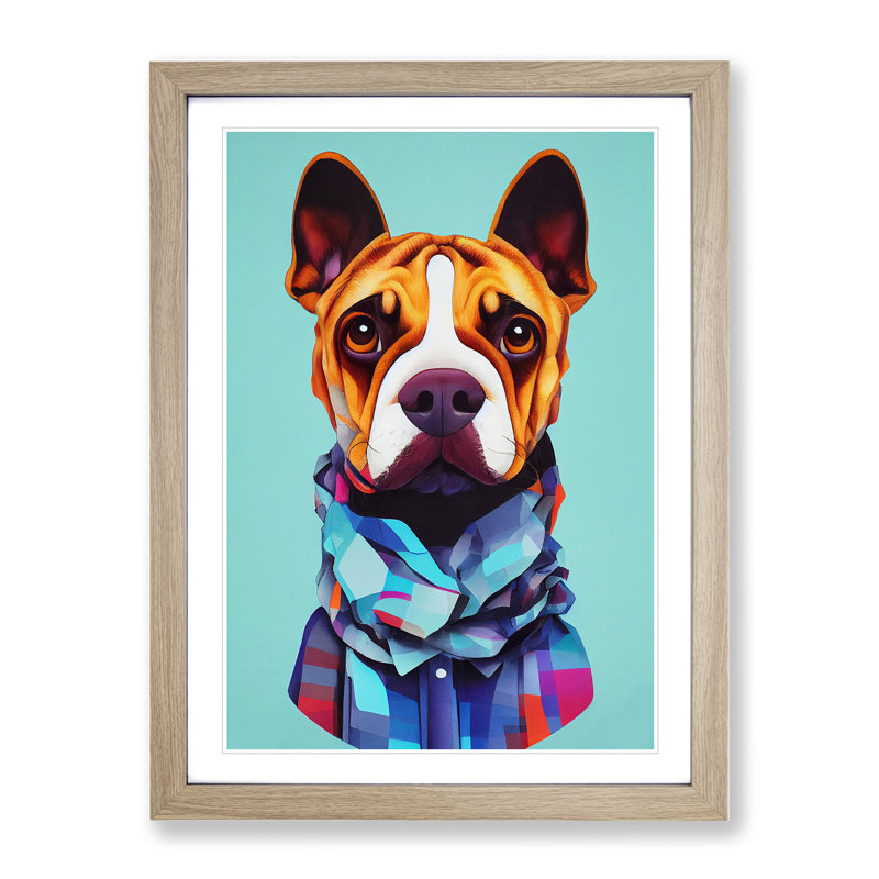 Proud Dog - Wrapped Canvas Print, Oak Framed, 46cm H x 34cm W