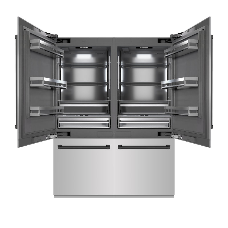 ZLINE Autograph 60 in. Black Stainless Refrigerator w/ Gray & Gold Accents, Stainless Steel/Matte Black