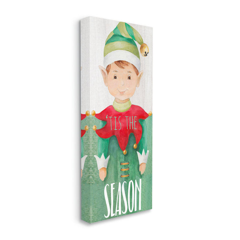 «Tis The Season Green Christmas Elf Bell Hat XXL» par Lanie Loreth, H 30 po x l 13 po, Toile tendue