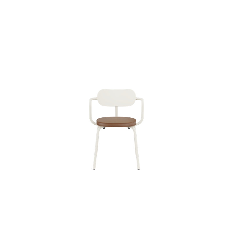 Khylia 18.1'' H Upholstered Metal Armchair, Tan, Pure White
