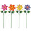 Piquets de jardin décoratifs en métal et fleurs, 4 pièces, 19 po