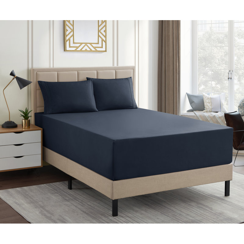 Ensemble de draps en microfibre extra douce 18-24 po, Très grand, Bleu marine
