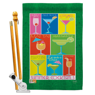 Boissons joyeuse heure et boissons, impression sur 2 côtés 40 x 28 po de polyester décoratif ensemble de drapeau