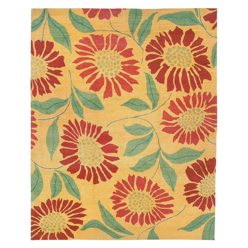 Wool Floral Area Rug, Rectangle 12' x 16'