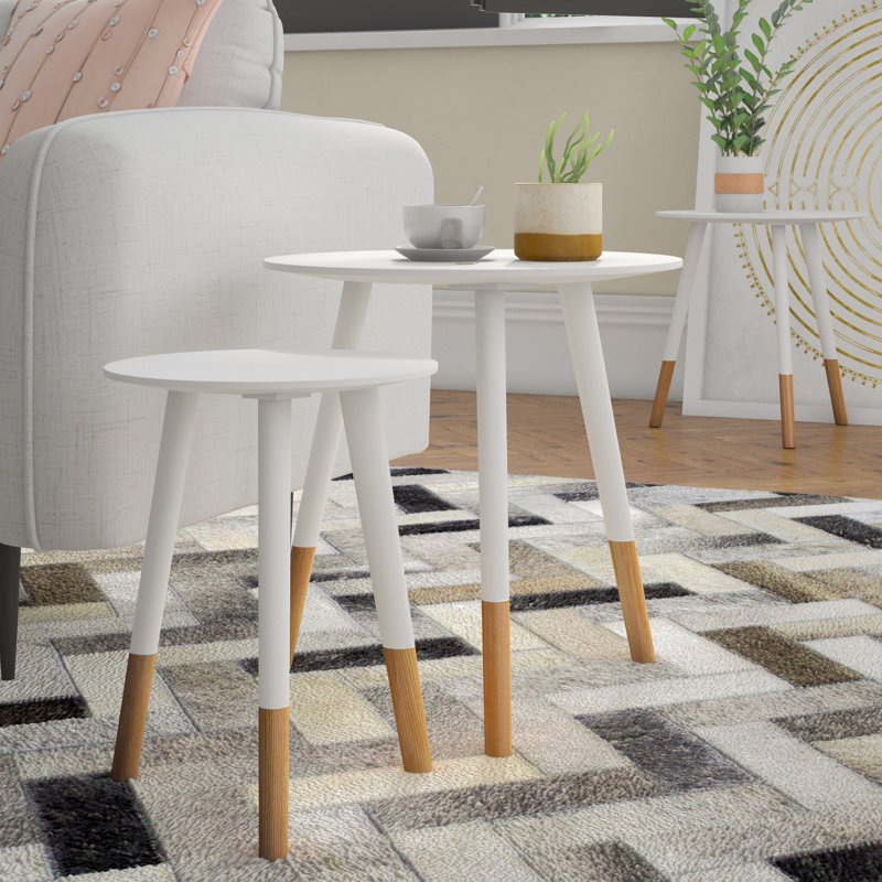 Combs Solid Wood Nesting Tables, White