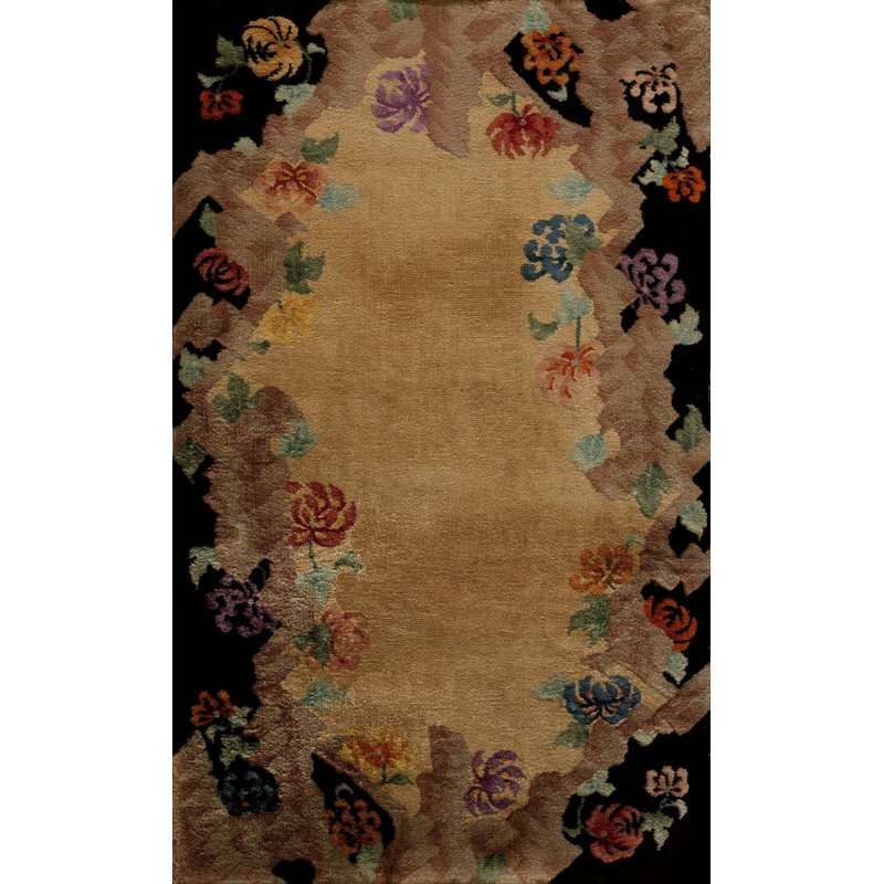 Tapis ivoire antique en laine Art déco