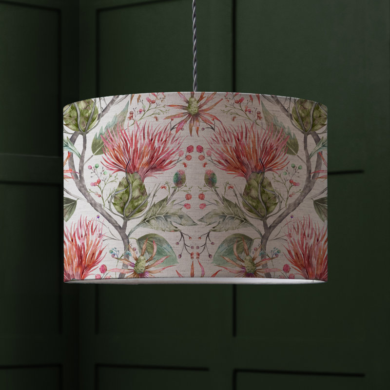 Cotton Drum Lamp Shade, 21cm H x 30cm W x 30cm D, Green