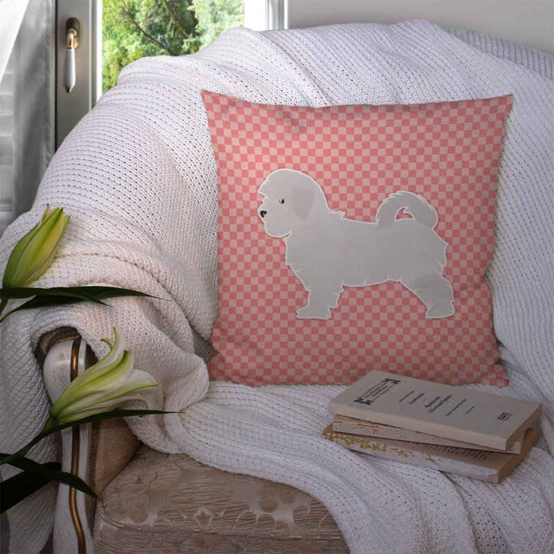 Coussin décoratif intérieur/extérieur maltais, H 14 po x l 14 po x P 3 po, Rose