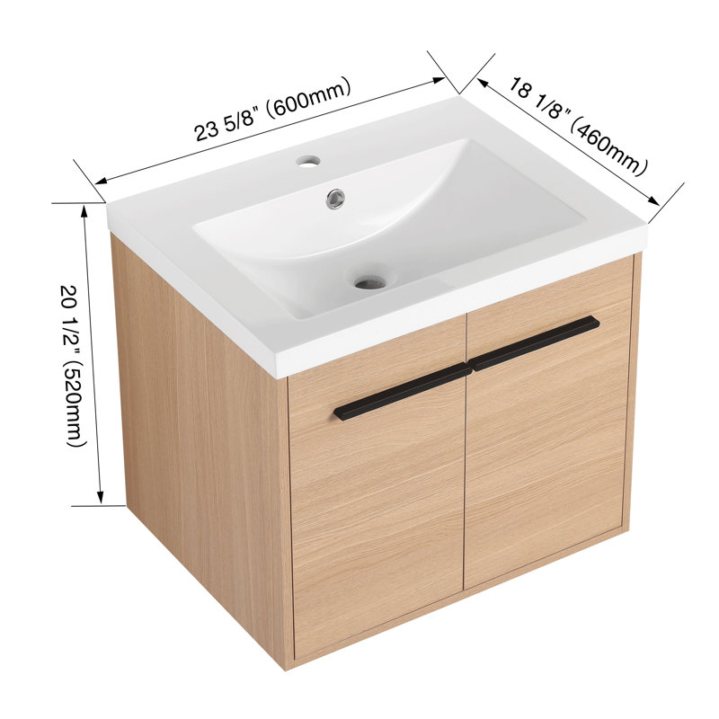 Resin Sink Vanity - Modern Bathroom Storage with Soft-Close, 24"