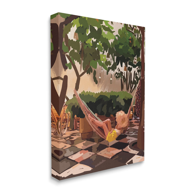 «Woman Lounging Hammock Tropical Summer Holiday Scenery» par Amelia Noyes - impression, H 40 po x l 30 po x P 1,5 po