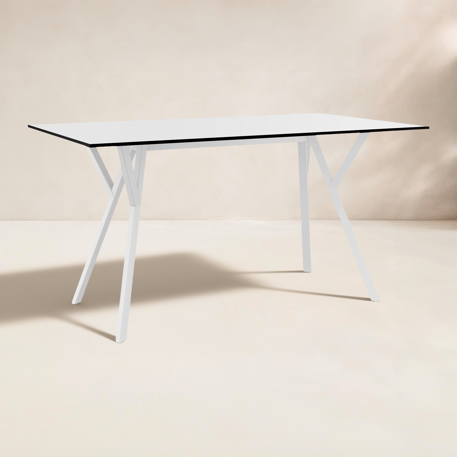 Pontus Synthetic Laminate Outdoor Dining Table, 31.5'' W x 55'' L x 29.5'' H, White