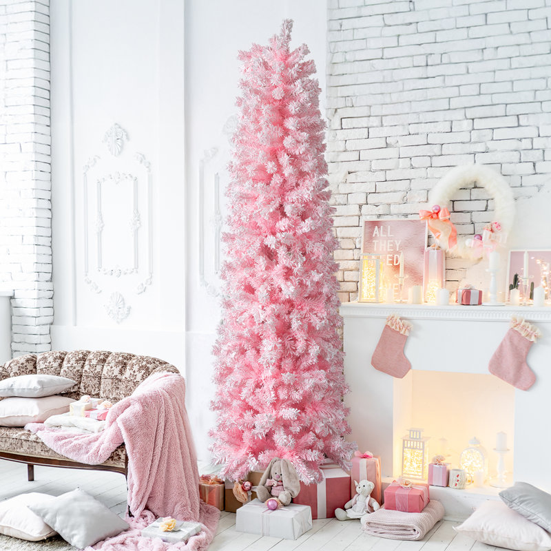 Arbre de Noël artificiel rose 7,5 pi