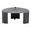 Ensemble de 2 tables d'appoint triangulaires en simili marbre gris pour un salon moderne