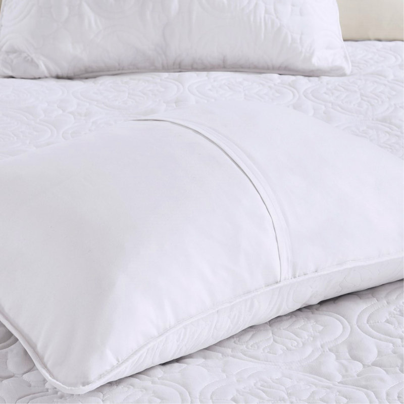 Couvre-lit 3 pièces blanc très grand / très grand réversible en microfibre, rembourré, style moderne, blanc lavable à la machine, surface en microfibre, fascinant,