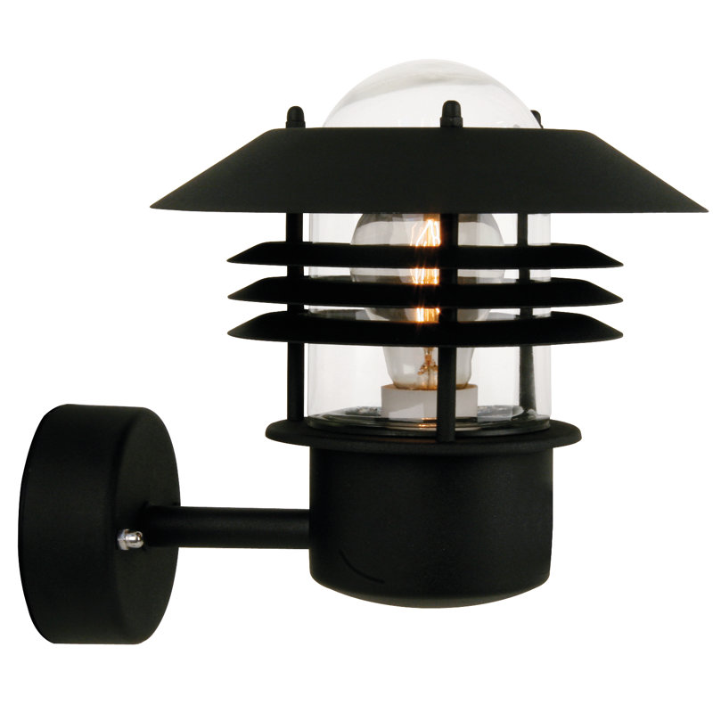 Vejers 23cm H Outdoor Wall Lantern, Galvanised steel/Black
