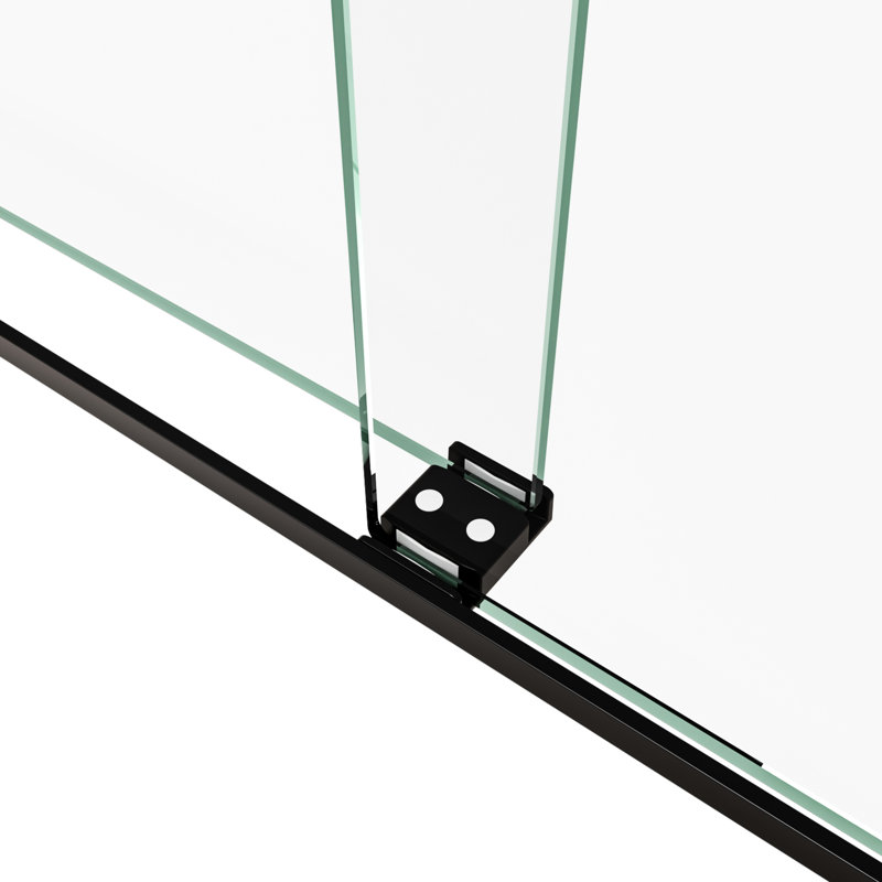 Porte de douche noire matte - Bypass coulissant avec quincaillerie en verre trempé de 5/16 po, Collision, Nano facile à nettoyer, quincaillerie transparente ouverte à gauche ou à droite 6074