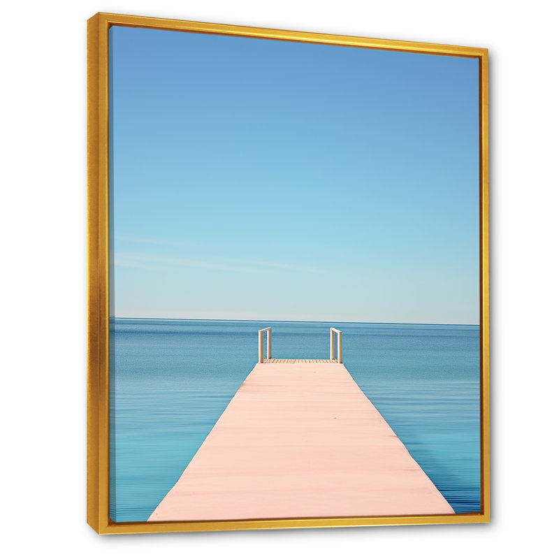 «Coastal Blue Pier Pers perspective I», reproduction sur toile, H 40 po x l 30 po x P 1,5 po, Cadre flottant doré