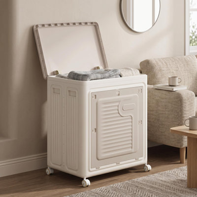 Panier à linge roulant avec couvercle, panier pliable de grande capacité de 150 L avec roulettes verrouillables