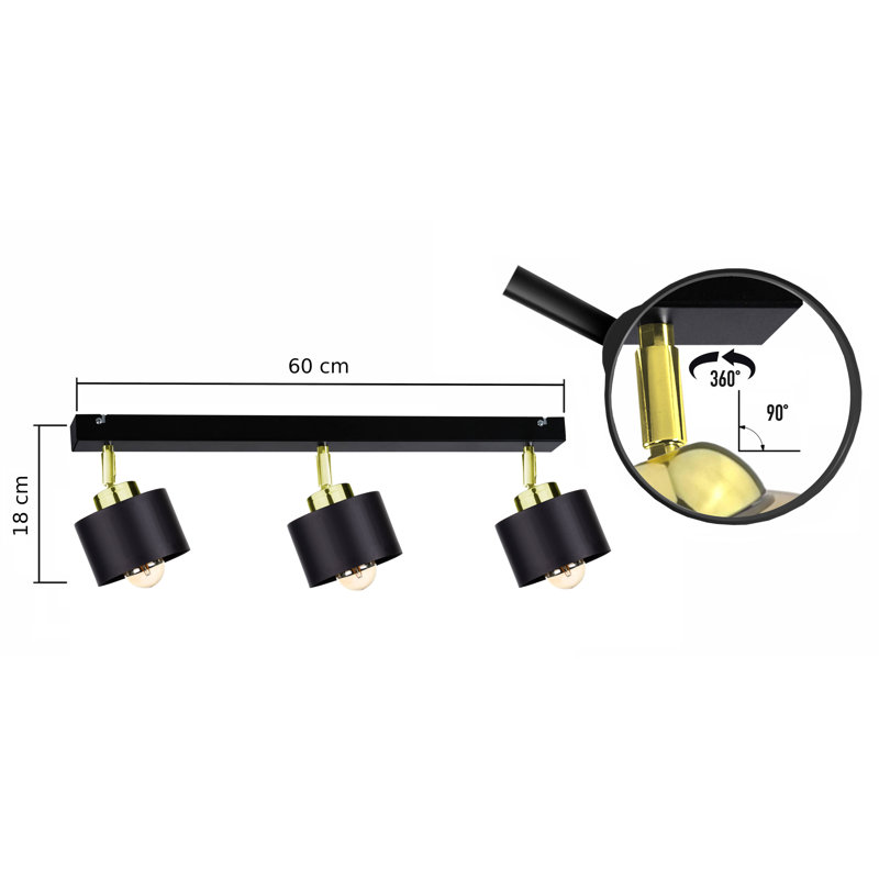 Jumanah Ceiling Spotlight, Black, Black/Gold
