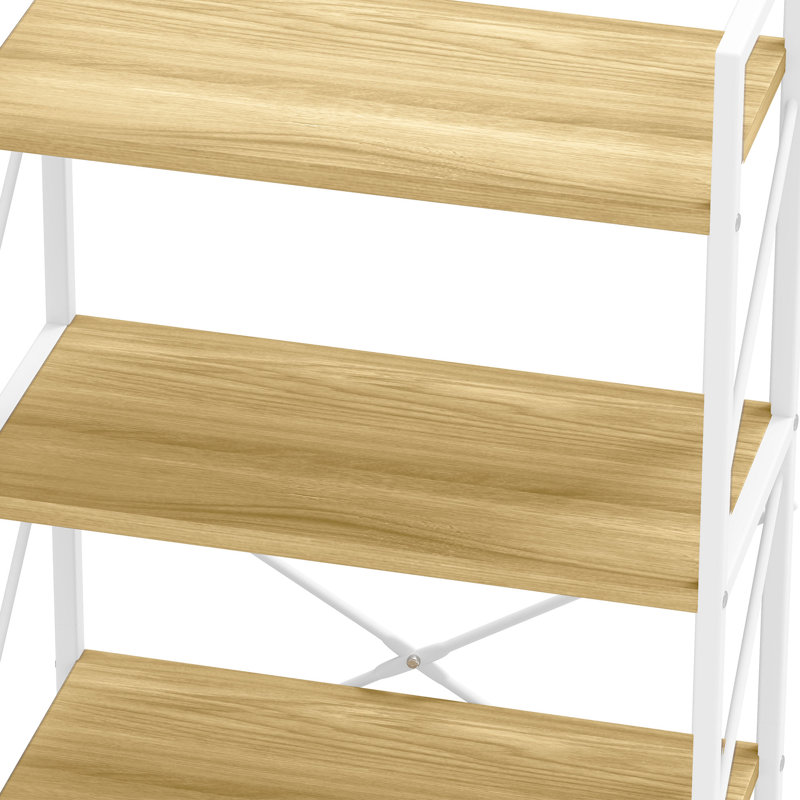 Industrial Bookcase, Corner Shelf Unit, Shelving Unit,  For Living Room, Study, Home Office, Oak Wood/White