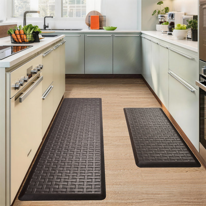  Anti-Fatigue Non-Slip Waterproof  Kitchen Mat, Rectangle 1'5" x 2'4" + 1'5" x 5', Brown