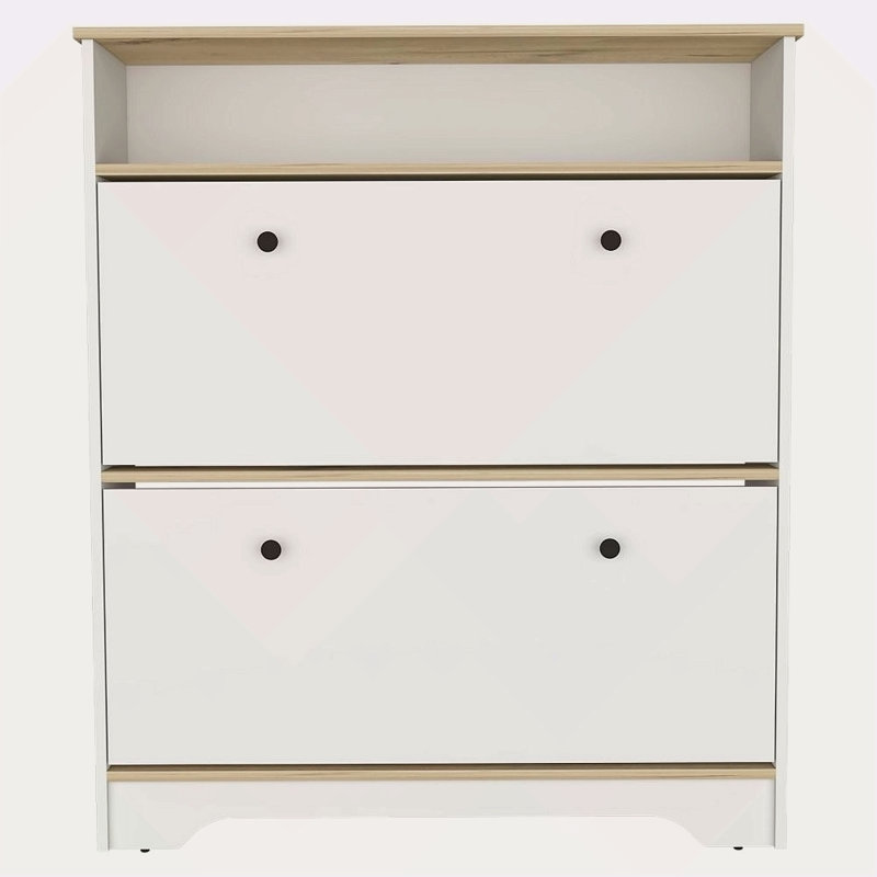 Range-chaussures à 2 tablettes, Blanc